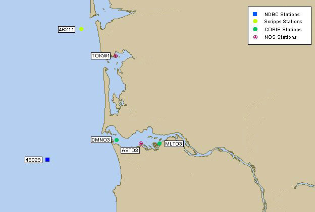 Mesomap of nearby weather buoys